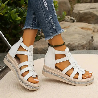 Women's Open Toe Wedge Platform Sandals with Adjustable Strap