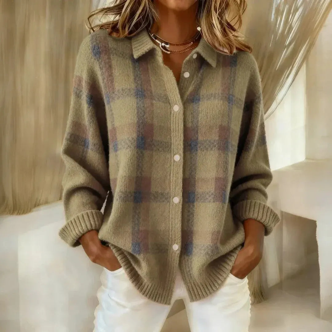 Women's Oversized Knit Cardigan with Long Sleeves and Button-Front Closure
