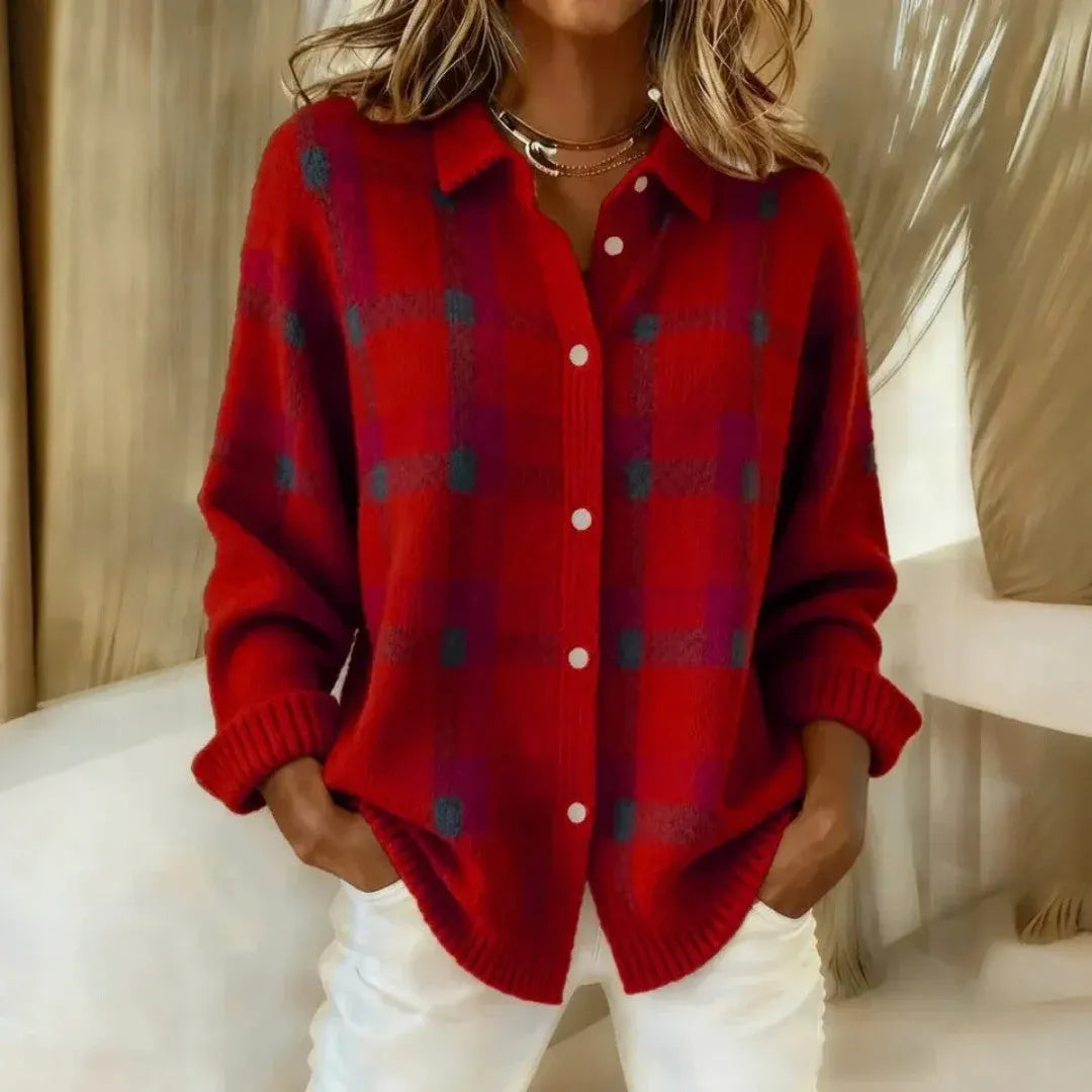 Women's Oversized Knit Cardigan with Long Sleeves and Button-Front Closure