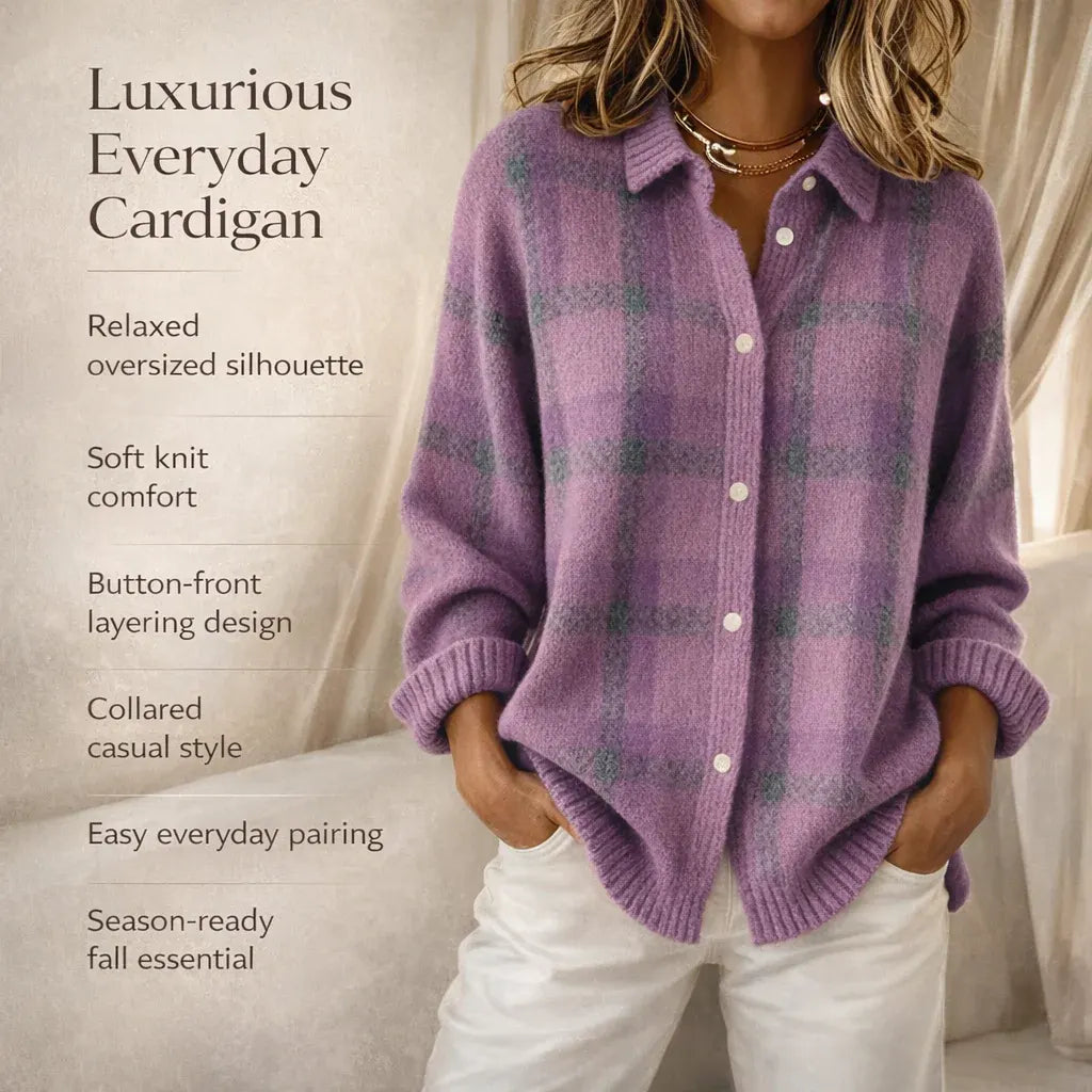 Women's Oversized Knit Cardigan with Long Sleeves and Button-Front Closure