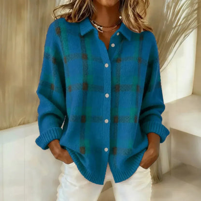 Women's Oversized Knit Cardigan with Long Sleeves and Button-Front Closure