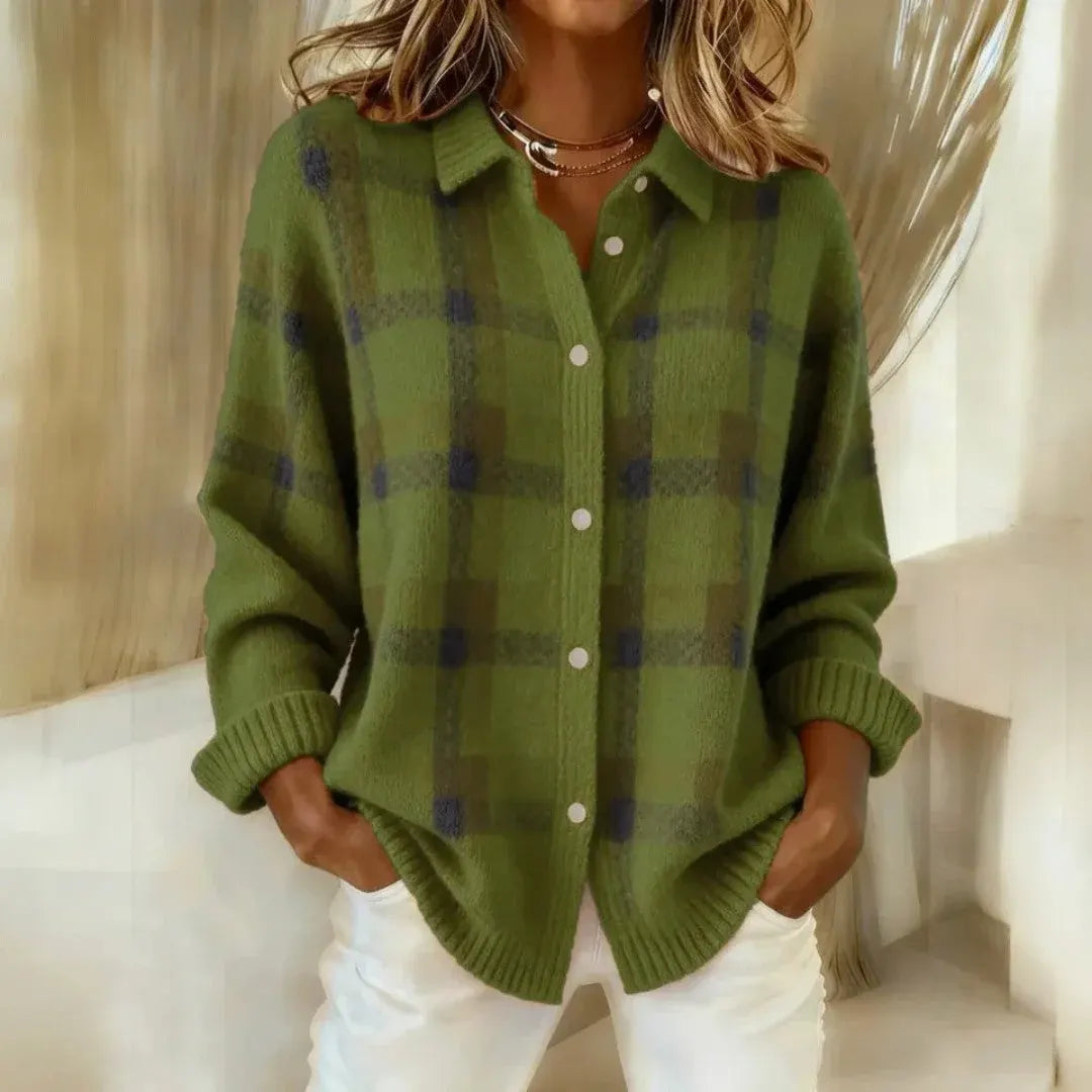 Women's Oversized Knit Cardigan with Long Sleeves and Button-Front Closure