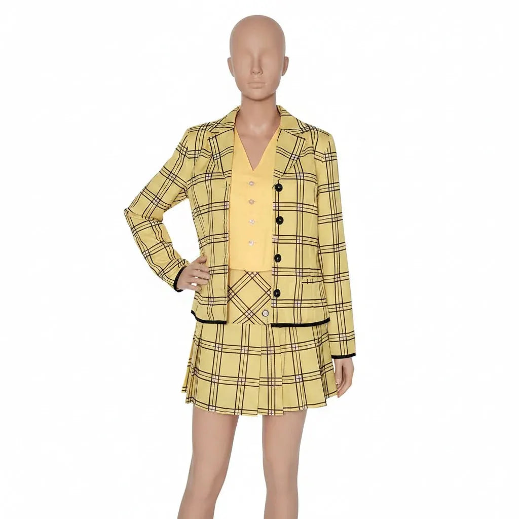 Women's Plaid Halloween Costume Blazer & Skirt Set