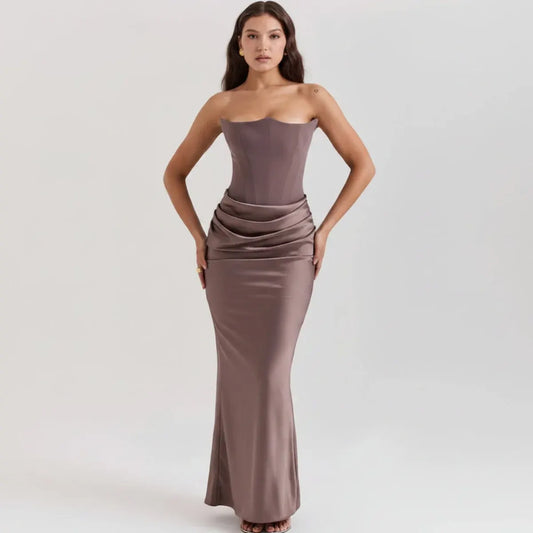 Women's Sleek Corset Evening Gown - Formal Occasion Dress