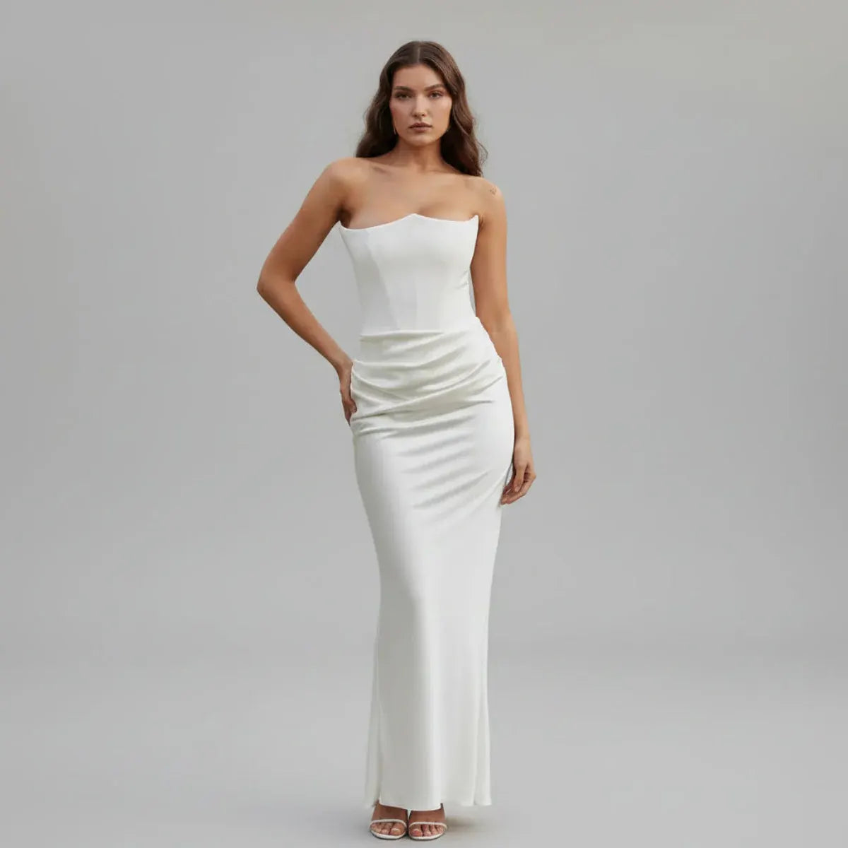 Women's Sleek Corset Evening Gown - Formal Occasion Dress