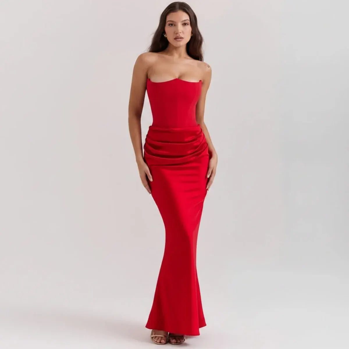 Women's Sleek Corset Evening Gown - Formal Occasion Dress