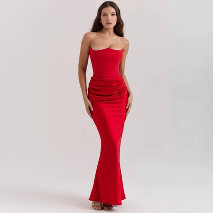 Women's Sleek Corset Evening Gown - Formal Occasion Dress