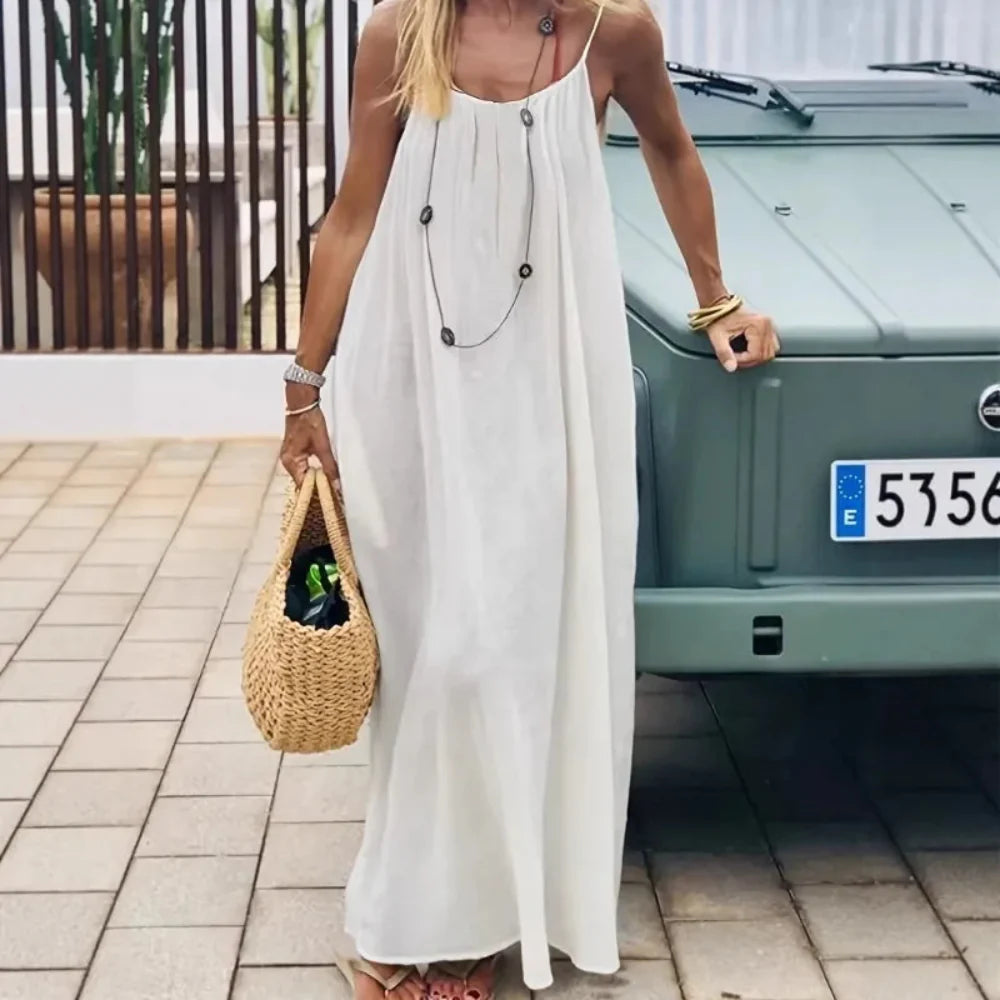Women's Sleeveless Spaghetti Strap Casual Maxi Beach Dress
