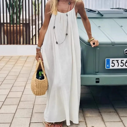 Women's Sleeveless Spaghetti Strap Casual Maxi Beach Dress