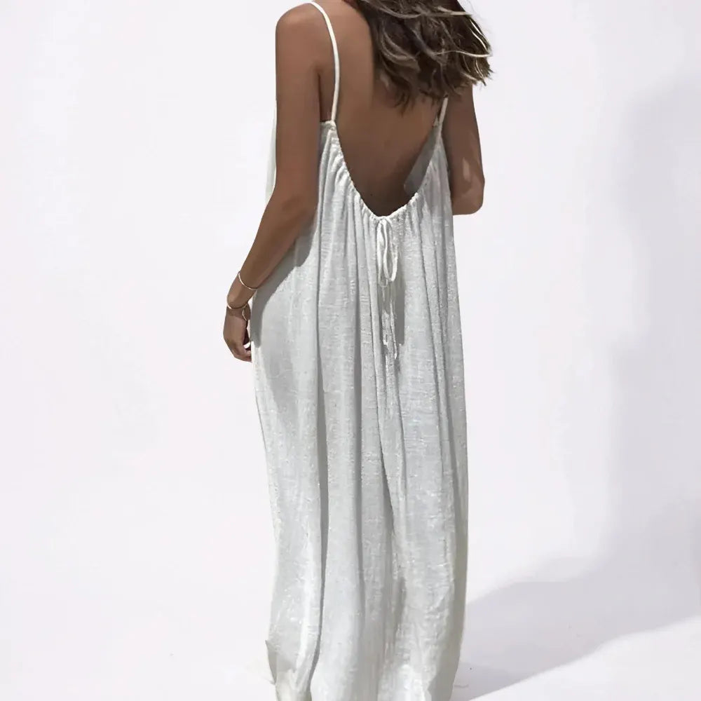 Women's Sleeveless Spaghetti Strap Casual Maxi Beach Dress