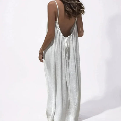 Women's Sleeveless Spaghetti Strap Casual Maxi Beach Dress