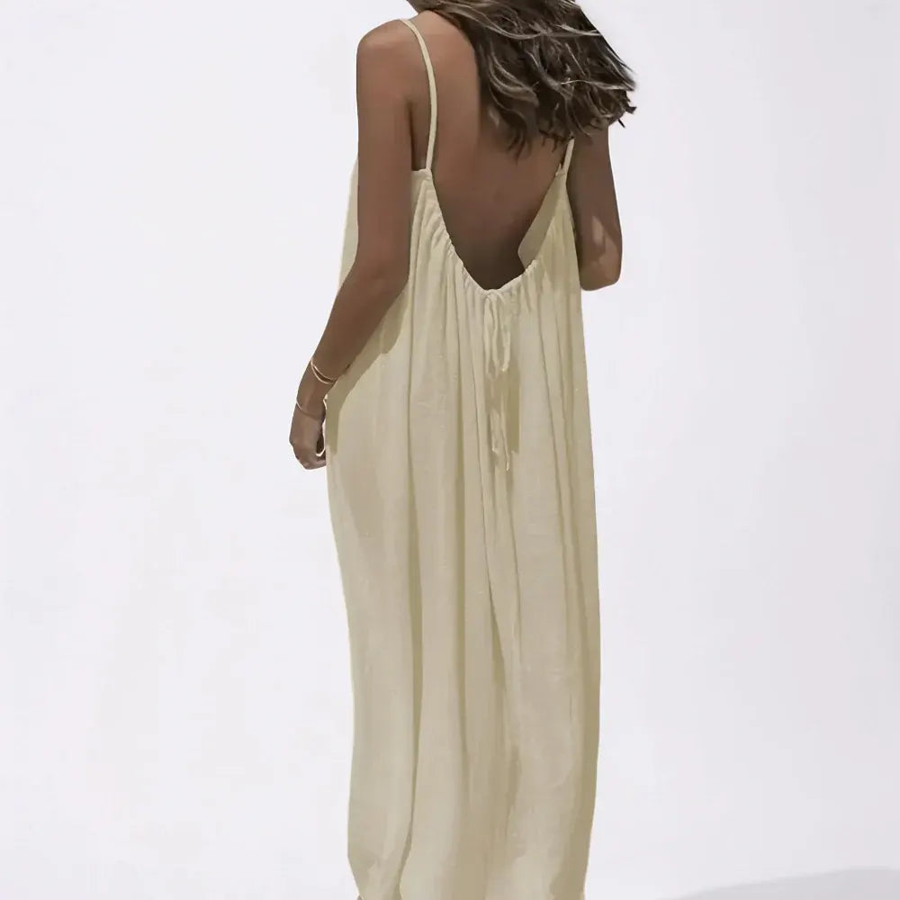 Women's Sleeveless Spaghetti Strap Casual Maxi Beach Dress