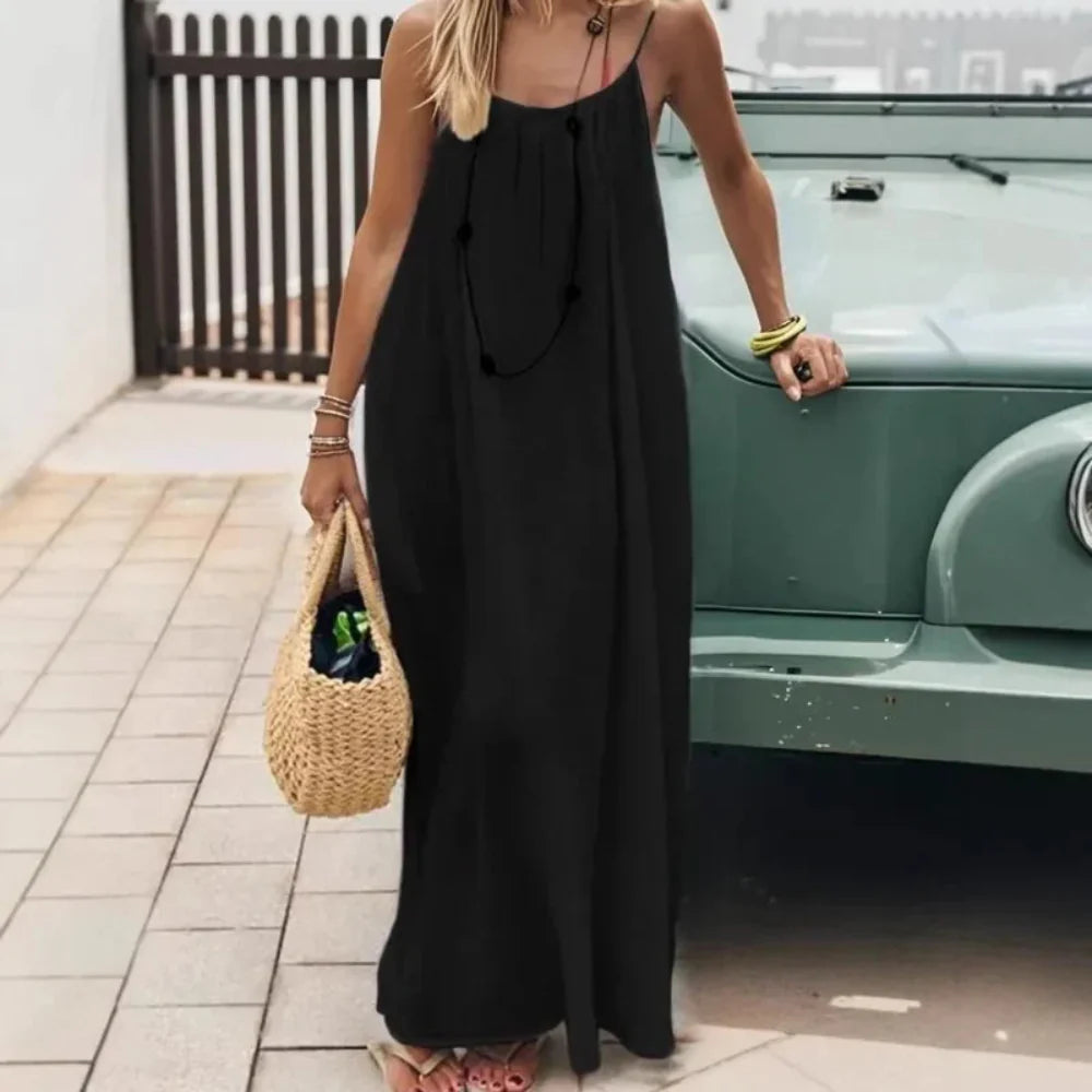 Women's Sleeveless Spaghetti Strap Casual Maxi Beach Dress