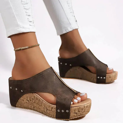Women's Wedge Platform Slip-On Sandals for Casual Summer Wear