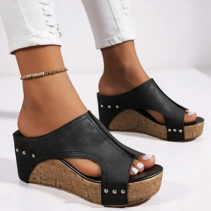 Women's Wedge Platform Slip-On Sandals for Casual Summer Wear