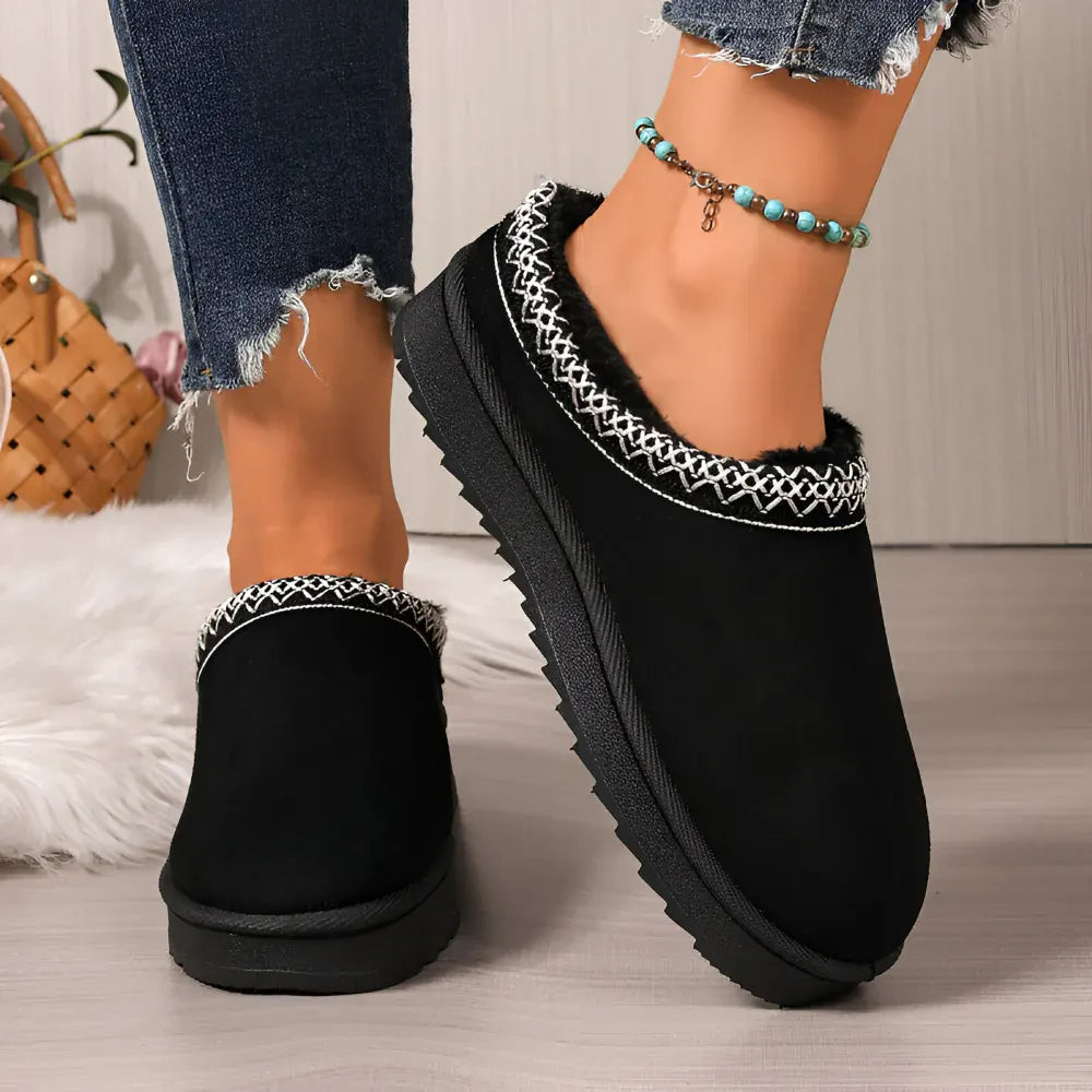 Women's Winter Platform Slippers - Flat Indoor Outdoor Shoes