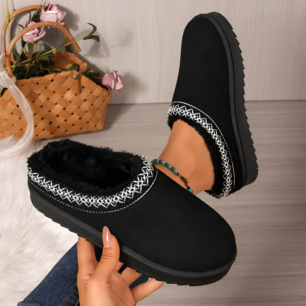 Women's Winter Platform Slippers - Flat Indoor Outdoor Shoes