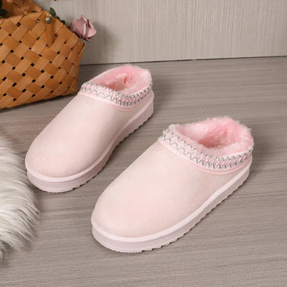 Women's Winter Platform Slippers - Flat Indoor Outdoor Shoes