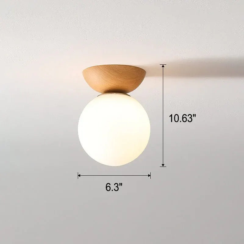 Wood & Glass Japanese-Inspired Flush Mount Ceiling Light with Minimalist Design