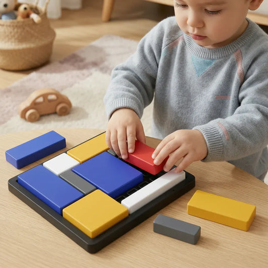 Wood Shape Sorter Puzzle Blocks - Educational Brain Toy for Kids Learning