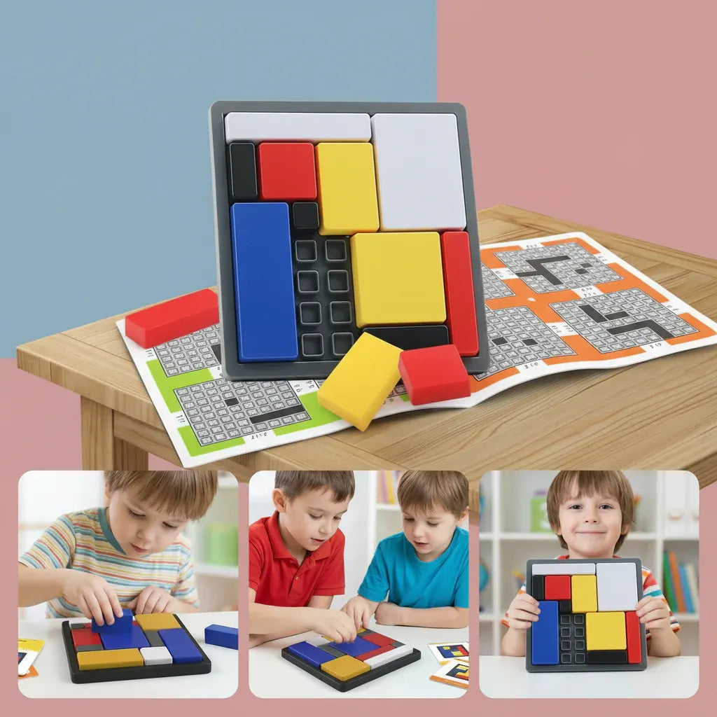 Wood Shape Sorter Puzzle Blocks - Educational Brain Toy for Kids Learning