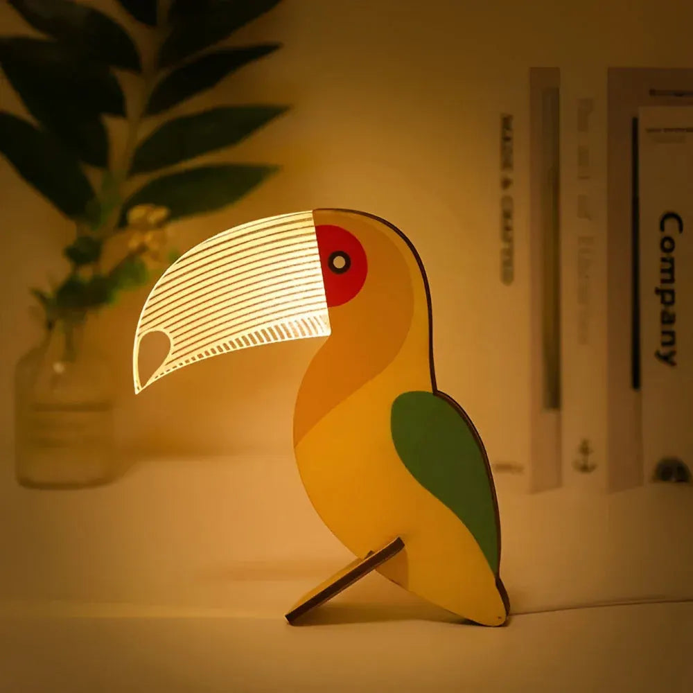 Wooden Animal LED Table Lamp Night Light for Kids Room Decor