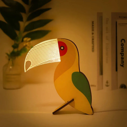 Wooden Animal LED Table Lamp Night Light for Kids Room Decor