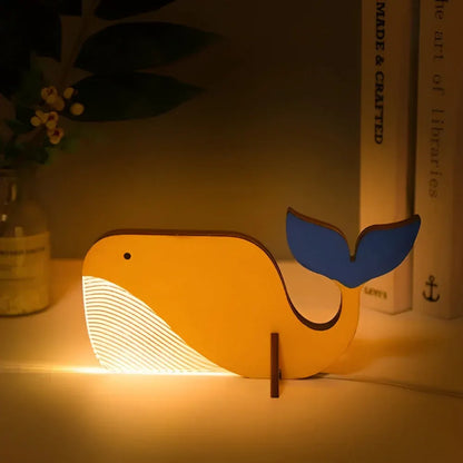 Wooden Animal LED Table Lamp Night Light for Kids Room Decor