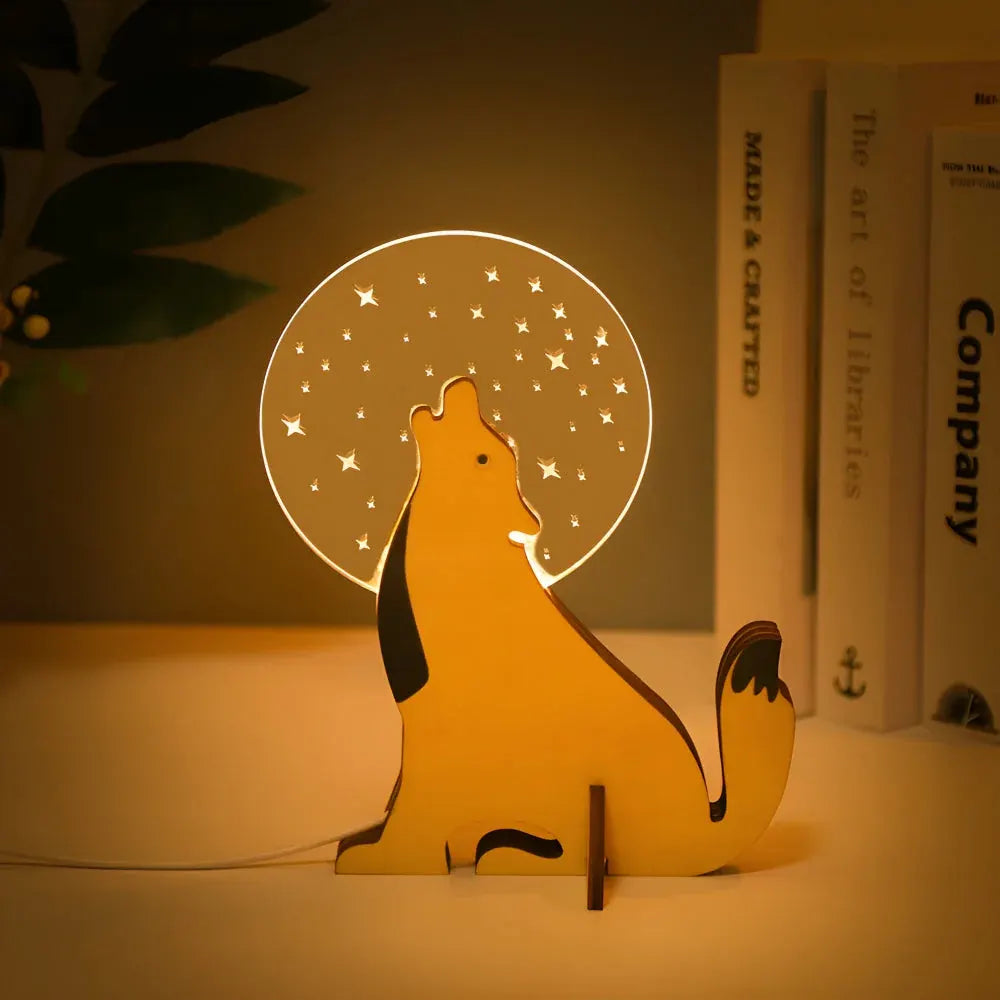 Wooden Animal LED Table Lamp Night Light for Kids Room Decor