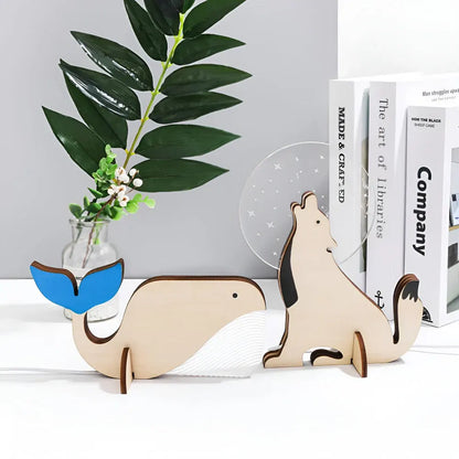 Wooden Animal LED Table Lamp Night Light for Kids Room Decor