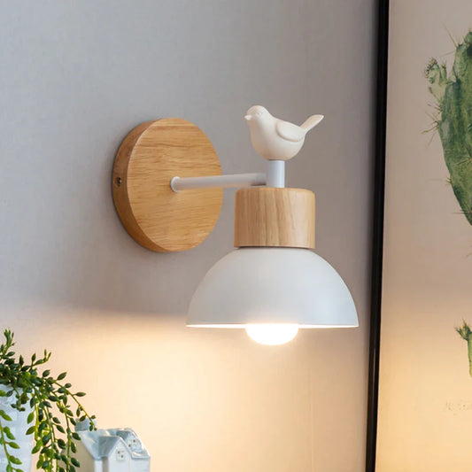 Wooden Bird-Shaped LED Wall Sconce | Nordic Bedside Sconce Light