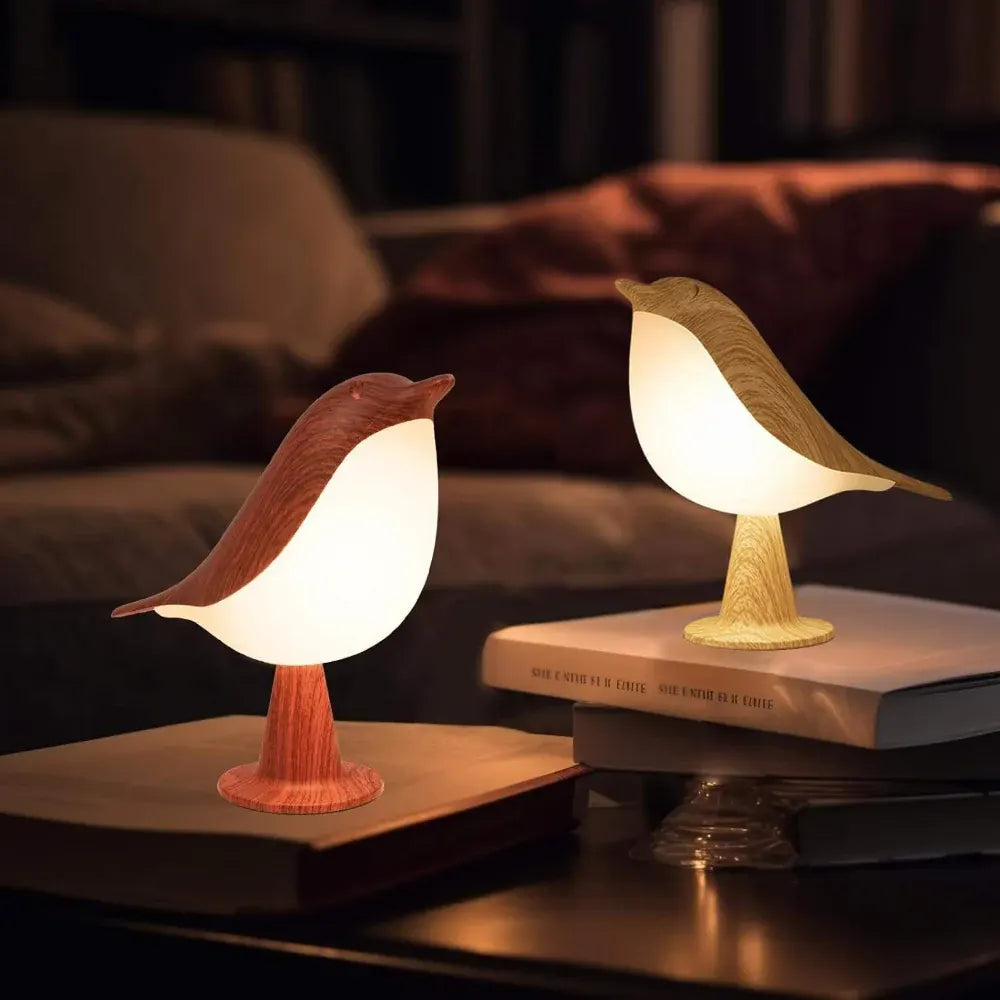 Wooden Bird-Shaped Rechargeable Table Accent Lamp
