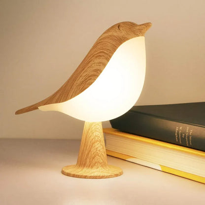 Wooden Bird-Shaped Rechargeable Table Accent Lamp