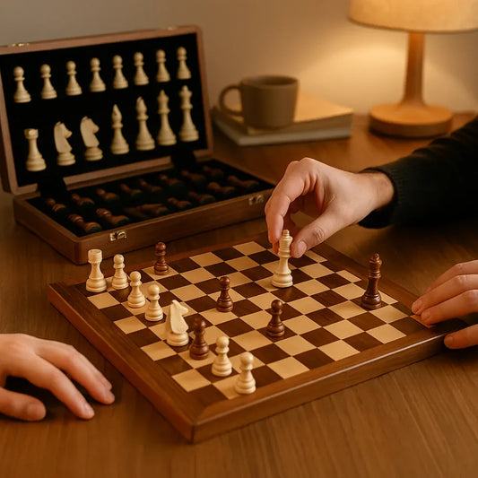 Wooden Chess Board Classic Game Set with Storage Case