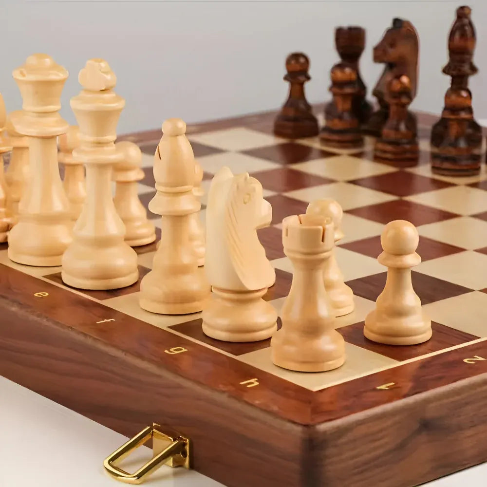 Wooden Chess Board Classic Game Set with Storage Case