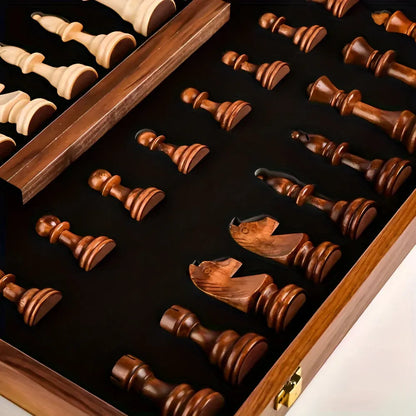 Wooden Chess Board Classic Game Set with Storage Case