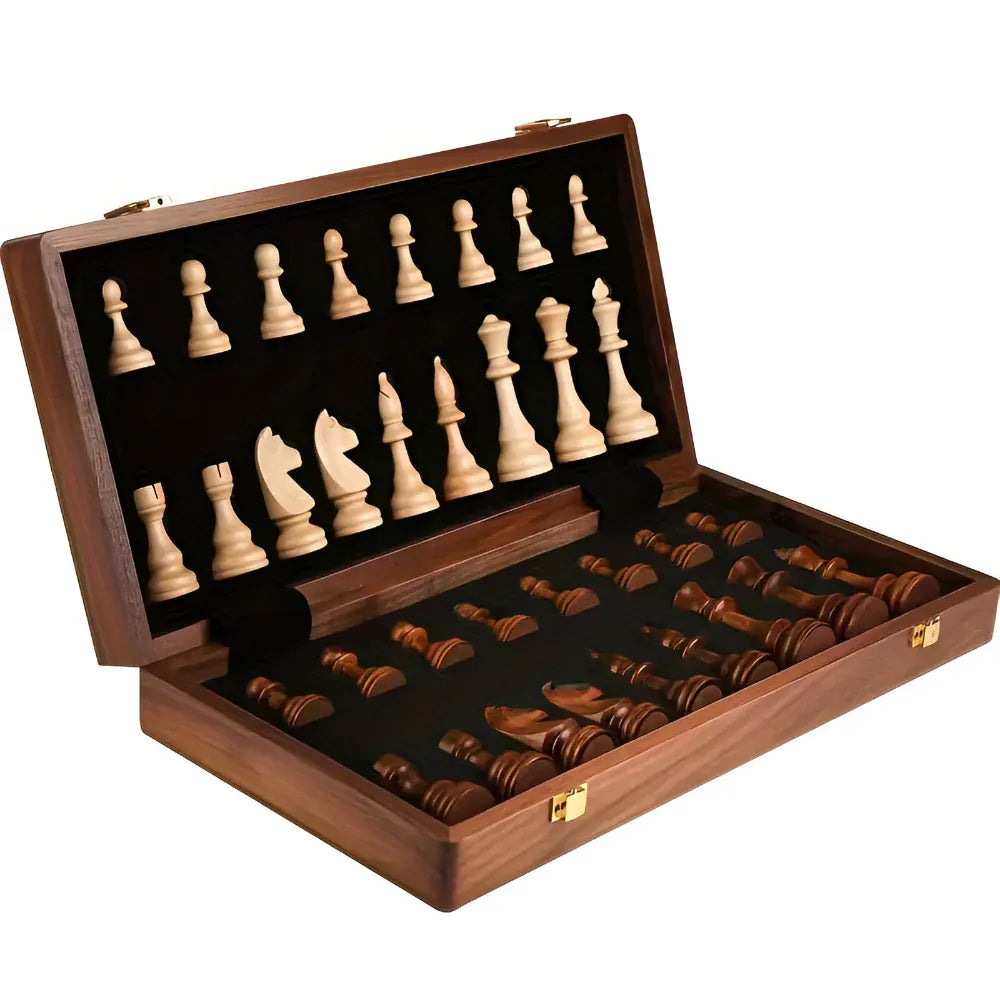 Wooden Chess Board Classic Game Set with Storage Case