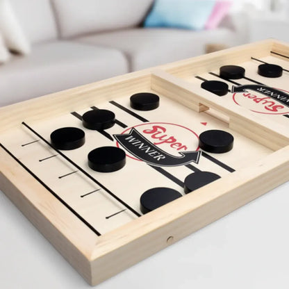 Wooden Fast Sling Puck Board Game for Family Travel Fun