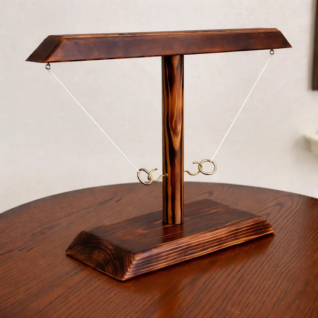 Wooden Hook and Ring Tabletop Toss Game for Party Fun