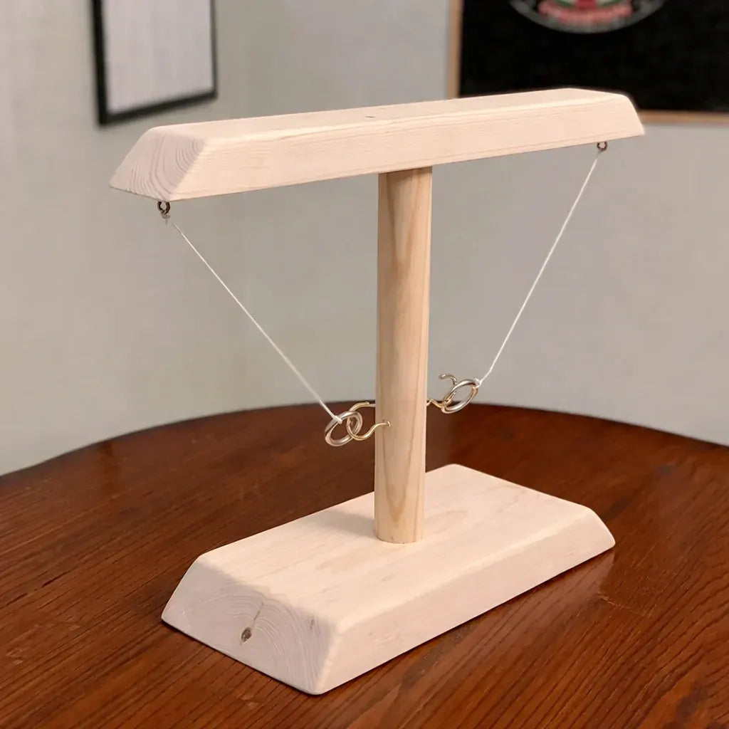Wooden Hook and Ring Tabletop Toss Game for Party Fun