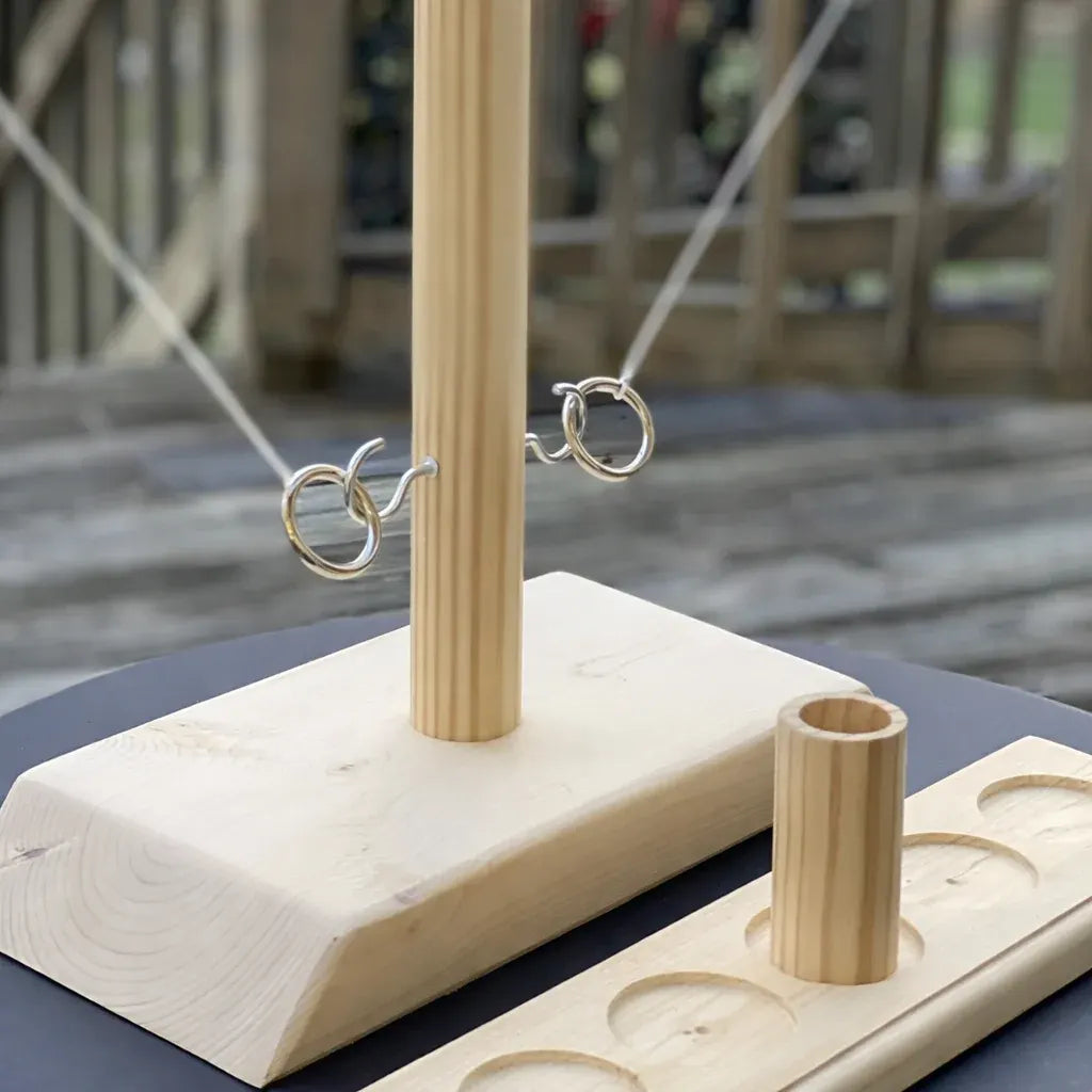 Wooden Hook and Ring Tabletop Toss Game for Party Fun