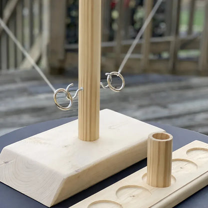 Wooden Hook and Ring Tabletop Toss Game for Party Fun
