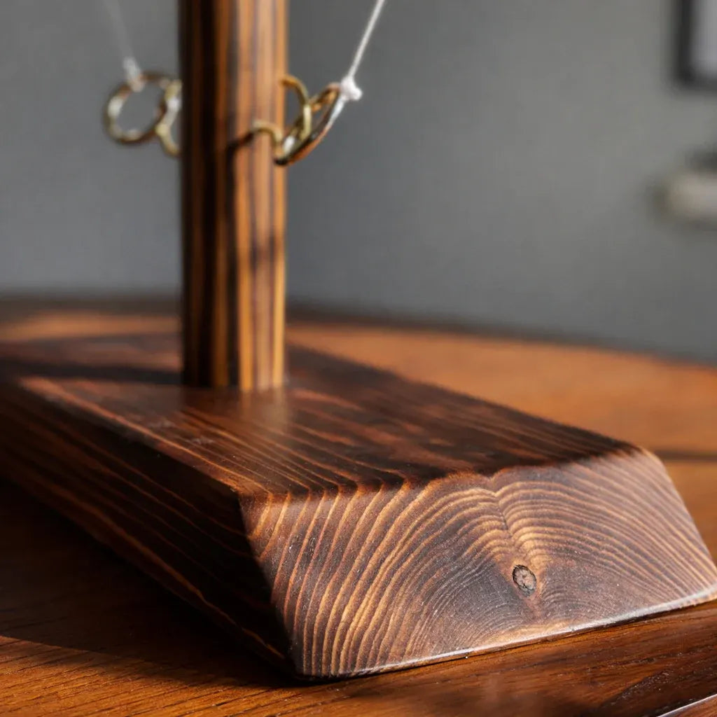 Wooden Hook and Ring Tabletop Toss Game for Party Fun