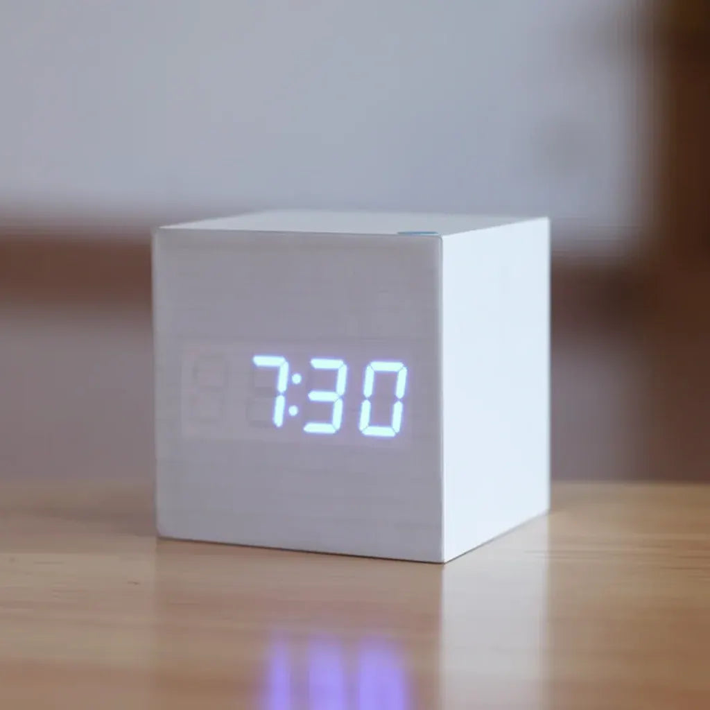 Wooden LED Digital Desk Alarm Clock with Time Display