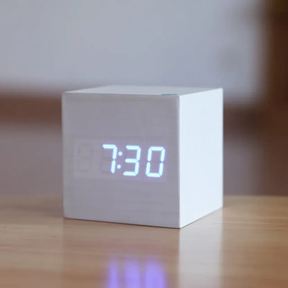 Wooden LED Digital Desk Alarm Clock with Time Display