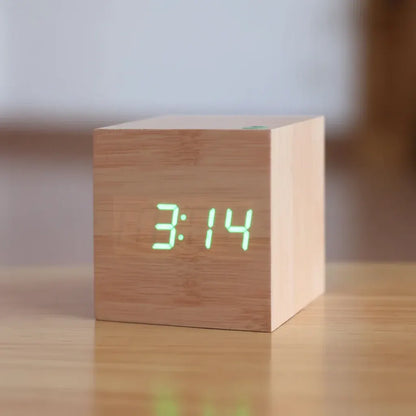 Wooden LED Digital Desk Alarm Clock with Time Display