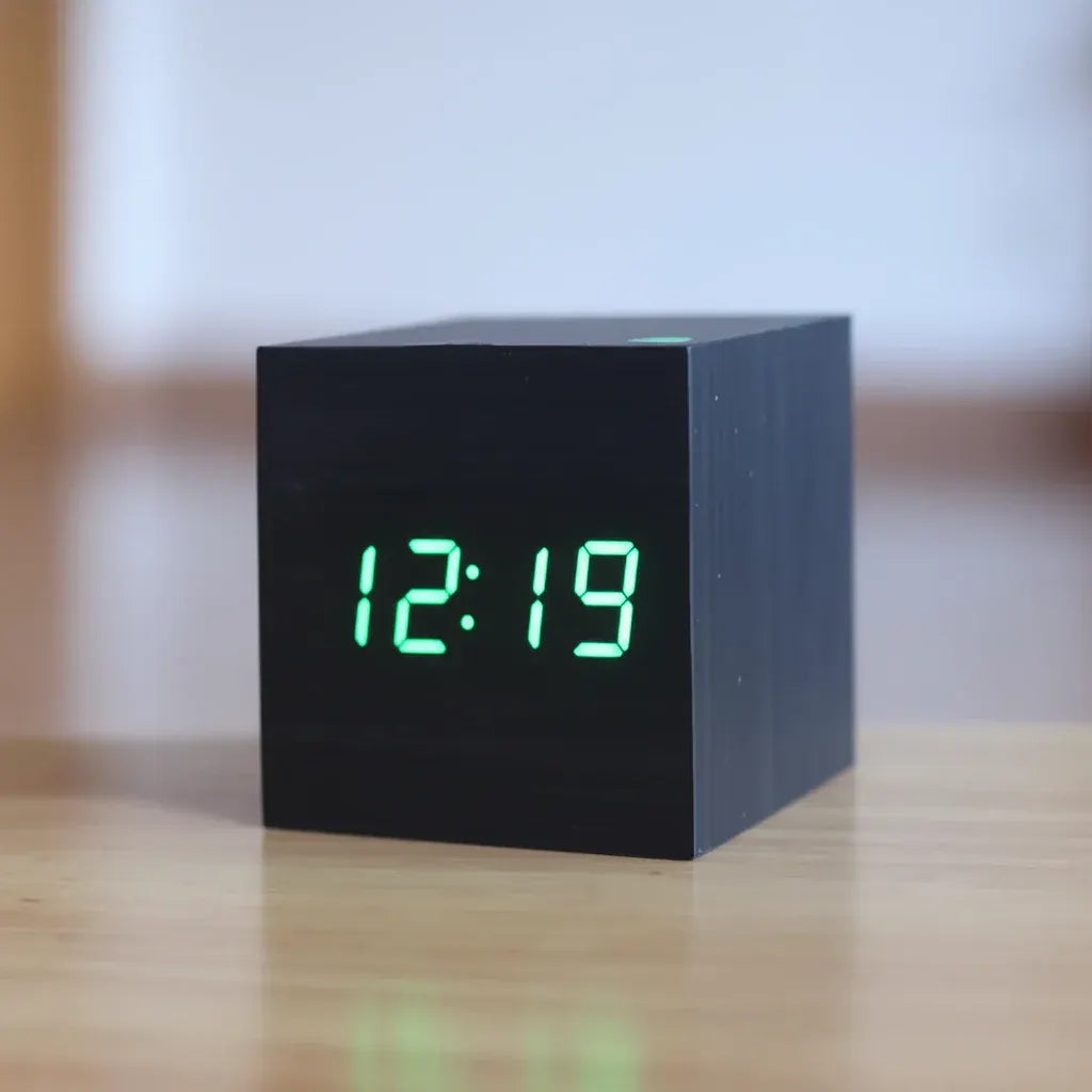 Wooden LED Digital Desk Alarm Clock with Time Display