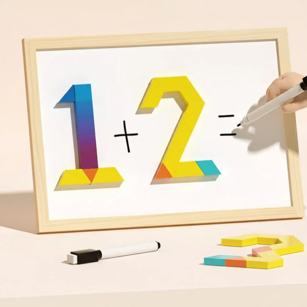 Wooden Magnetic Pattern Block Puzzle - STEM Educational Learning Set