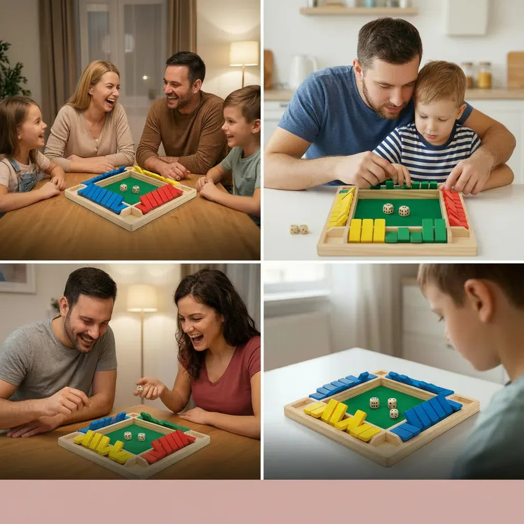 Wooden Math Dice Game for Family Table Learning Fun