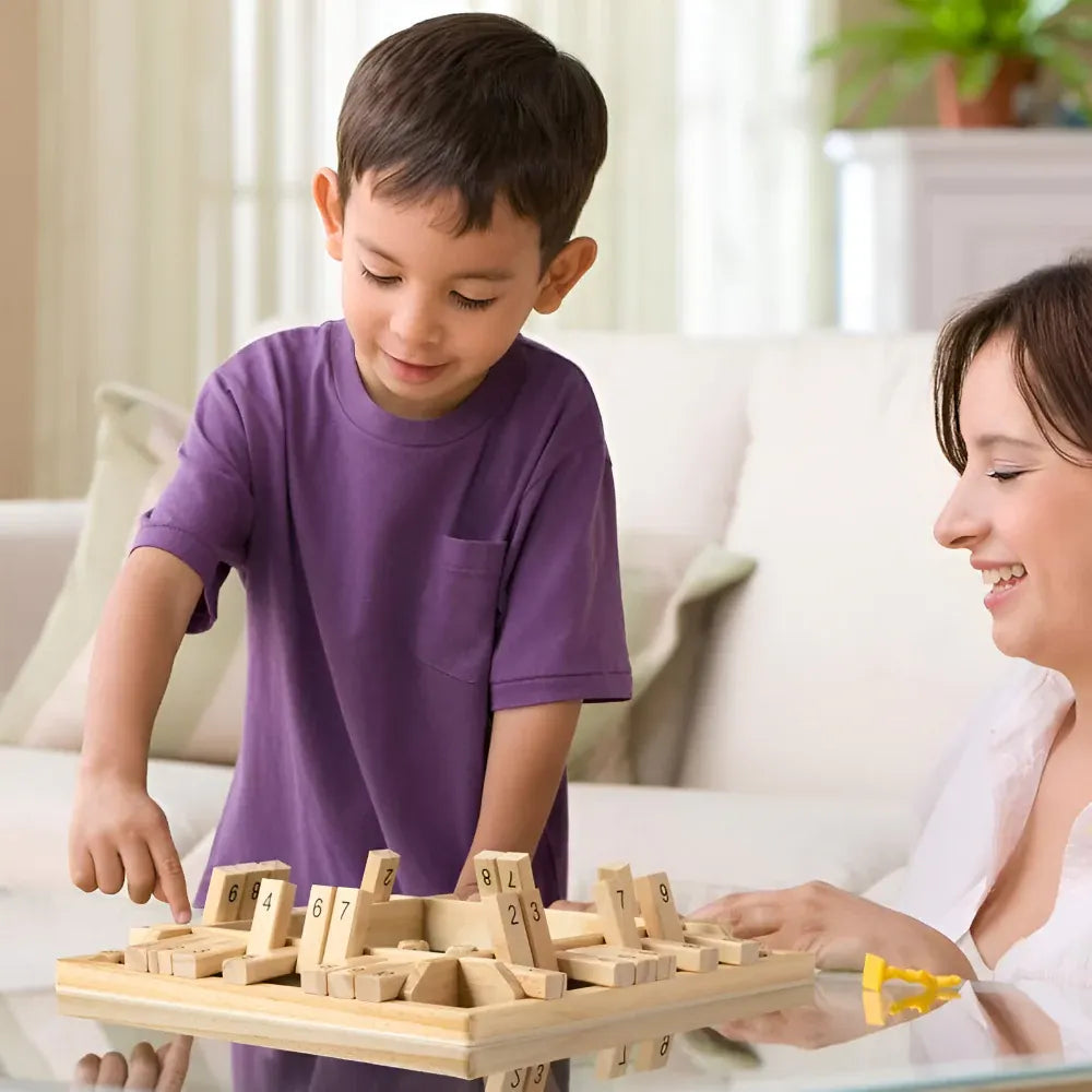 Wooden Math Learning Game Set for Family Tabletop Education